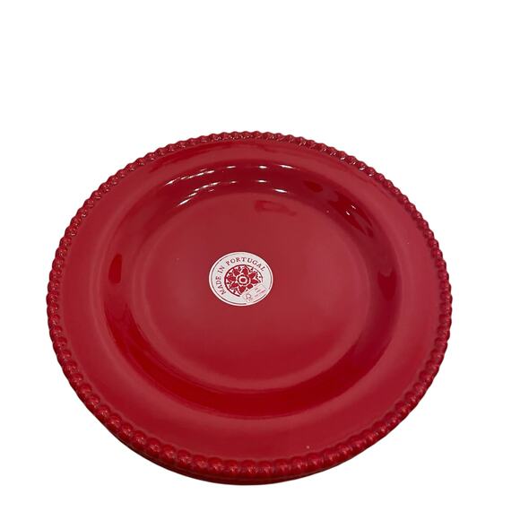 MATCERAMICA Portugal Red Salad Plates 9in Set of 4 Ceramic Beaded Edge NEW - Picture 14 of 15